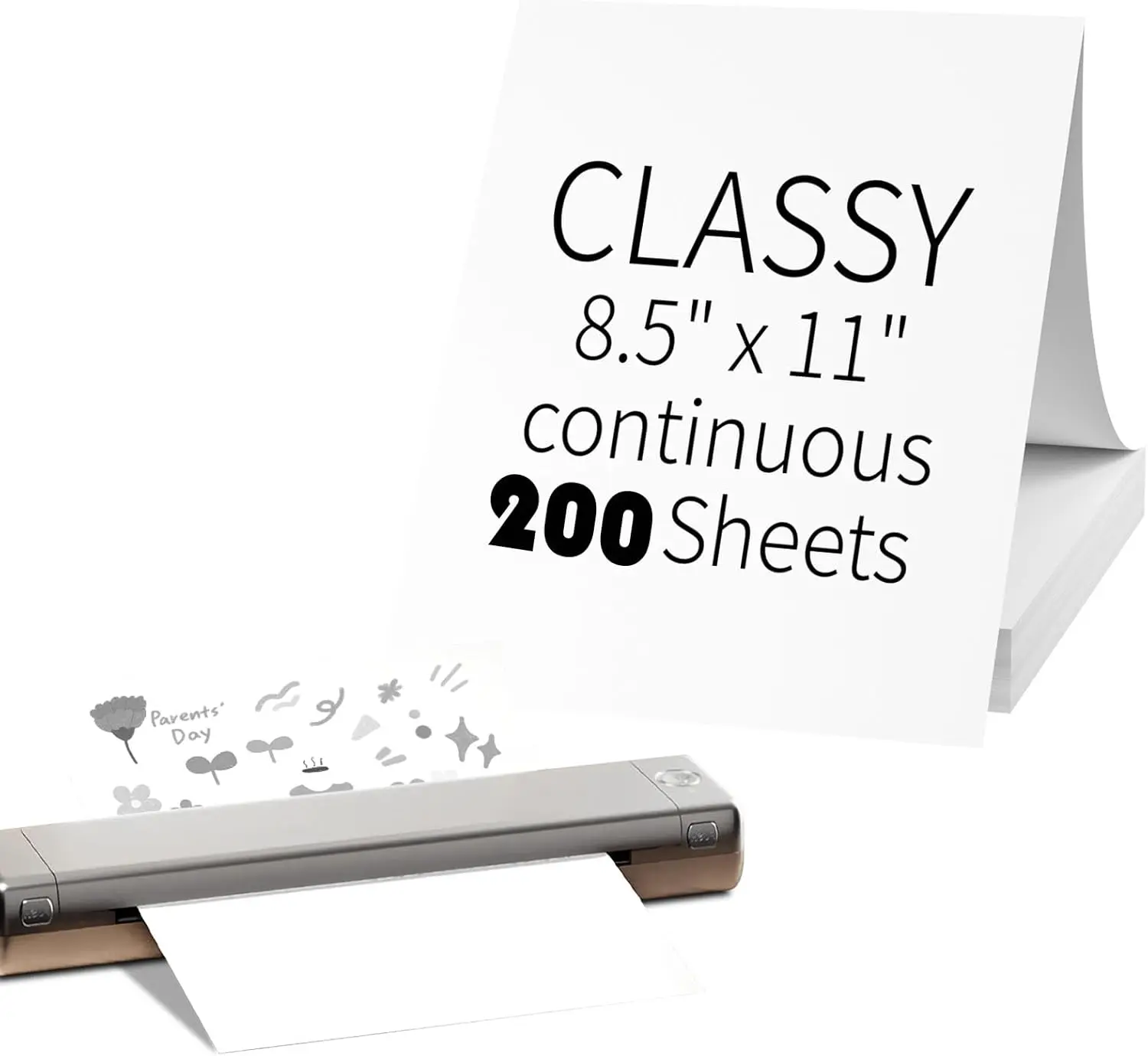 200 Sheets Thermal Printer Paper 8.5 x 11 Inch, US Letter Size, Continuous Folded Paper for Portable Thermal Printers
200 Sheets Thermal Printer Paper 8.5 x 11 Inch, US Letter Size, Continuous Folded Paper for Portable Thermal Printers
