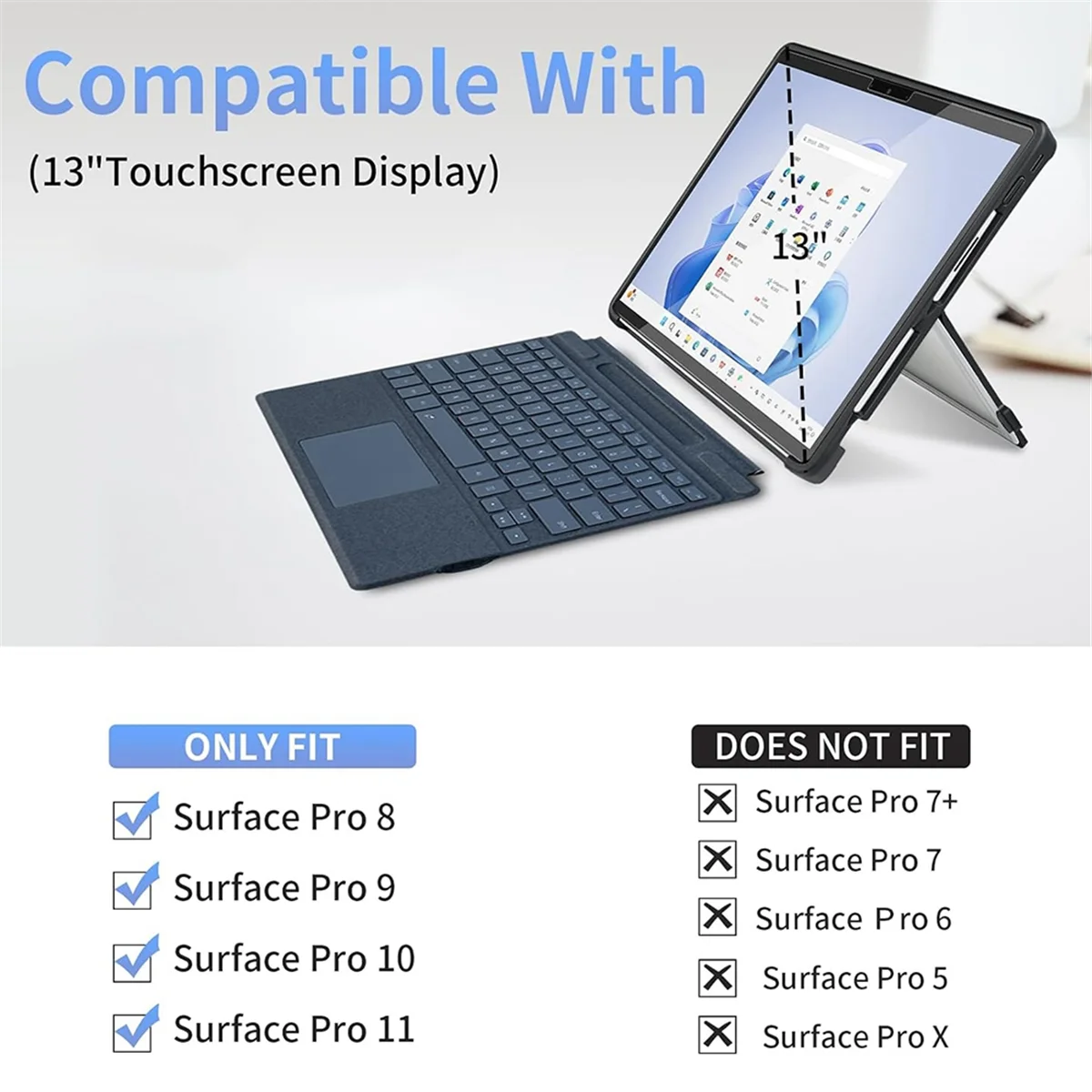 A88M 13-дюймовый чехол для ноутбука Microsoft Surface Pro 11 10 9 8, чехол для ноутбука, совместимый с клавиатурой типа A
A88M 13-дюймовый чехол для ноутбука Microsoft Surface Pro 11 10 9 8, чехол для ноутбука, совместимый с клавиатурой типа A