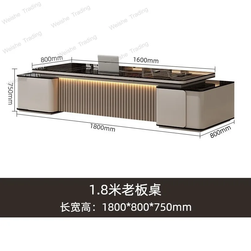 High-end boss table, desk, simple modern table and chair combination, light luxury president, chairperson, large desk office
High-end boss table, desk, simple modern table and chair combination, light luxury president, chairperson, large desk office