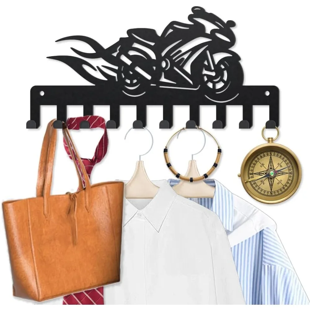 Motorcycle Metal Coat Hooks for Wall 9.8×4.7inch Flaming Exhaust Racing Car Wall Mounted Key Rack 10 Hooks Speed making kit
Motorcycle Metal Coat Hooks for Wall 9.8×4.7inch Flaming Exhaust Racing Car Wall Mounted Key Rack 10 Hooks Speed making kit