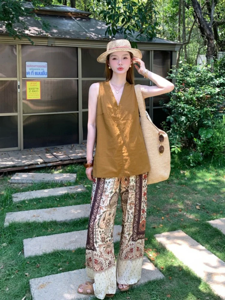 V-Ne Svel Vintage Women's Set Casual Wear High Waist Wide Leg Pants Comfortable Lightweight Summer Outfit
V-Ne Svel Vintage Women's Set Casual Wear High Waist Wide Leg Pants Comfortable Lightweight Summer Outfit