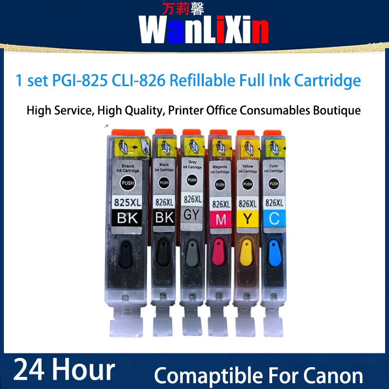 1 set PGI-825 CLI-826 Refillable Full Ink Cartridge Compatible For Canon ip4880 IP4980 mg6280 MG6180 MG5180 MG5380 IX6580 6500
1 set PGI-825 CLI-826 Refillable Full Ink Cartridge Compatible For Canon ip4880 IP4980 mg6280 MG6180 MG5180 MG5380 IX6580 6500