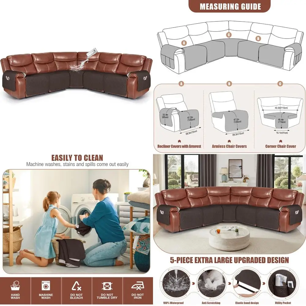 Водонепроницаемый комплект секционных чехлов для диванов L-образной формы из 5 предметов для больших диванов с откидной спинкой и угловым сиденьем, подходит для улицы и помещения
Водонепроницаемый комплект секционных чехлов для диванов L-образной формы из 5 предметов для больших диванов с откидной спинкой и угловым сиденьем, подходит для улицы и помещения