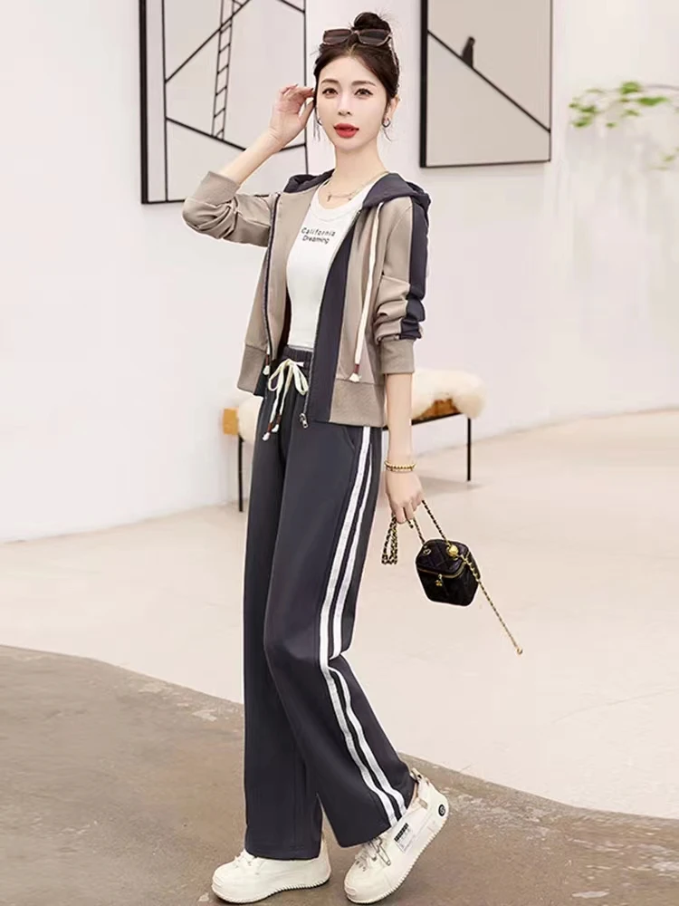 2-Piece Hooded Sportswear for Women Zipper Cardigan Coat Wide-leg Pants Sports Suit Spring and Autumn 2023
2-Piece Hooded Sportswear for Women Zipper Cardigan Coat Wide-leg Pants Sports Suit Spring and Autumn 2023