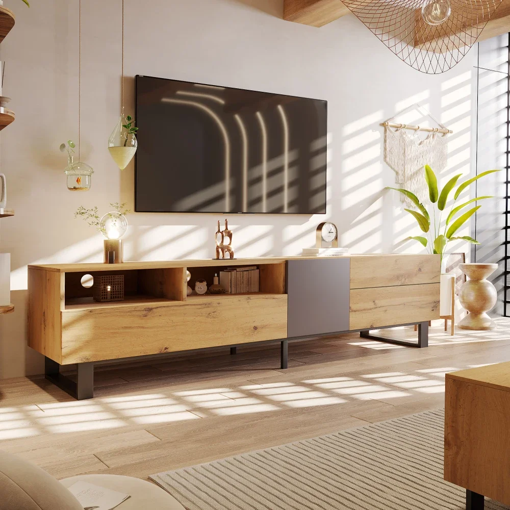 Modern TV Stand For 80'' TV With Double Storage Space, Media Console Table, Entertainment Center With Drop Down Door For Living
Modern TV Stand For 80'' TV With Double Storage Space, Media Console Table, Entertainment Center With Drop Down Door For Living