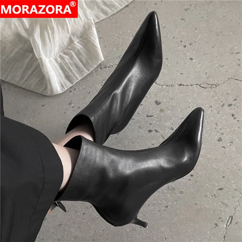 MORAZORA INS New Genuine Leather Boots Women Stiletto High Heels Ankle Boots Fashion Ladies Party Dress Shoes
MORAZORA INS New Genuine Leather Boots Women Stiletto High Heels Ankle Boots Fashion Ladies Party Dress Shoes