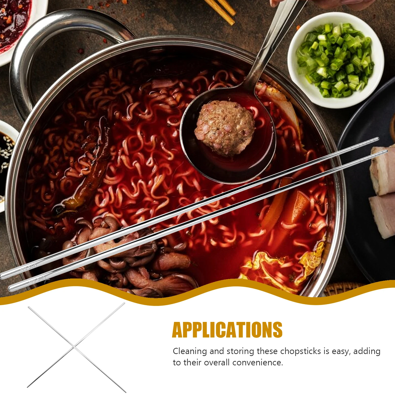 1 Pair 45Cm Stainless Steel Chopsticks Rust Resistant Cooking Eating Frying Reusable Dishwasher Safe Kitchen Supplies
1 Pair 45Cm Stainless Steel Chopsticks Rust Resistant Cooking Eating Frying Reusable Dishwasher Safe Kitchen Supplies