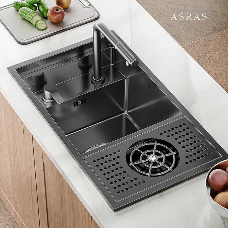ASRAS Nano Black Small Size Kitchen Sink Cup Washer Hidden Bar Counter Cover Concealed Single Bowl Sinks With Lifting Faucet
ASRAS Nano Black Small Size Kitchen Sink Cup Washer Hidden Bar Counter Cover Concealed Single Bowl Sinks With Lifting Faucet