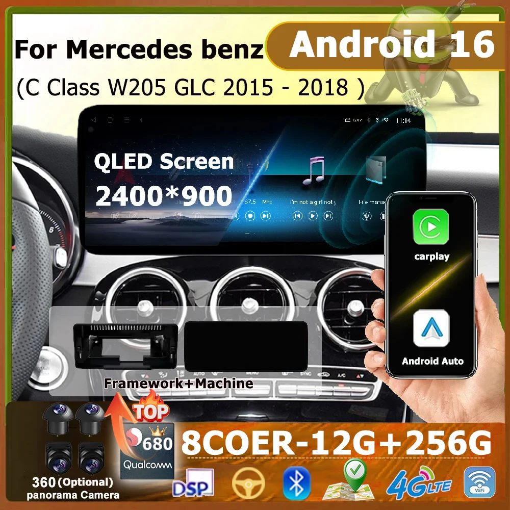 Wireless Carplay Android 16 WIFI Car Video Multimedia For Benz C Class W205 GLC 2015 - 2018 Player QLED Screen GPS Navi BT DSP
Wireless Carplay Android 16 WIFI Car Video Multimedia For Benz C Class W205 GLC 2015 - 2018 Player QLED Screen GPS Navi BT DSP