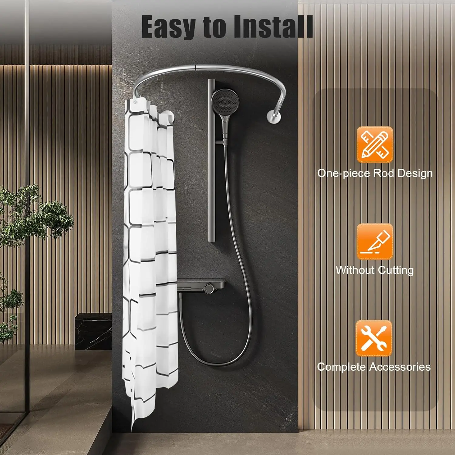 0.9-1.3m Adjustable U Bend Corner Shower Curtain Bar, Rustproof Stainless Steel Extendable Bathroom Toilet Curtain Support Rod
0.9-1.3m Adjustable U Bend Corner Shower Curtain Bar, Rustproof Stainless Steel Extendable Bathroom Toilet Curtain Support Rod