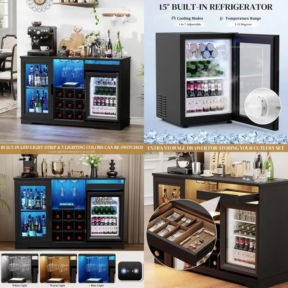 LED-Illuminated Liquor Cabinet with Ridge and Storage, Ideal for Dining Rooms and Bars in Black
LED-Illuminated Liquor Cabinet with Ridge and Storage, Ideal for Dining Rooms and Bars in Black