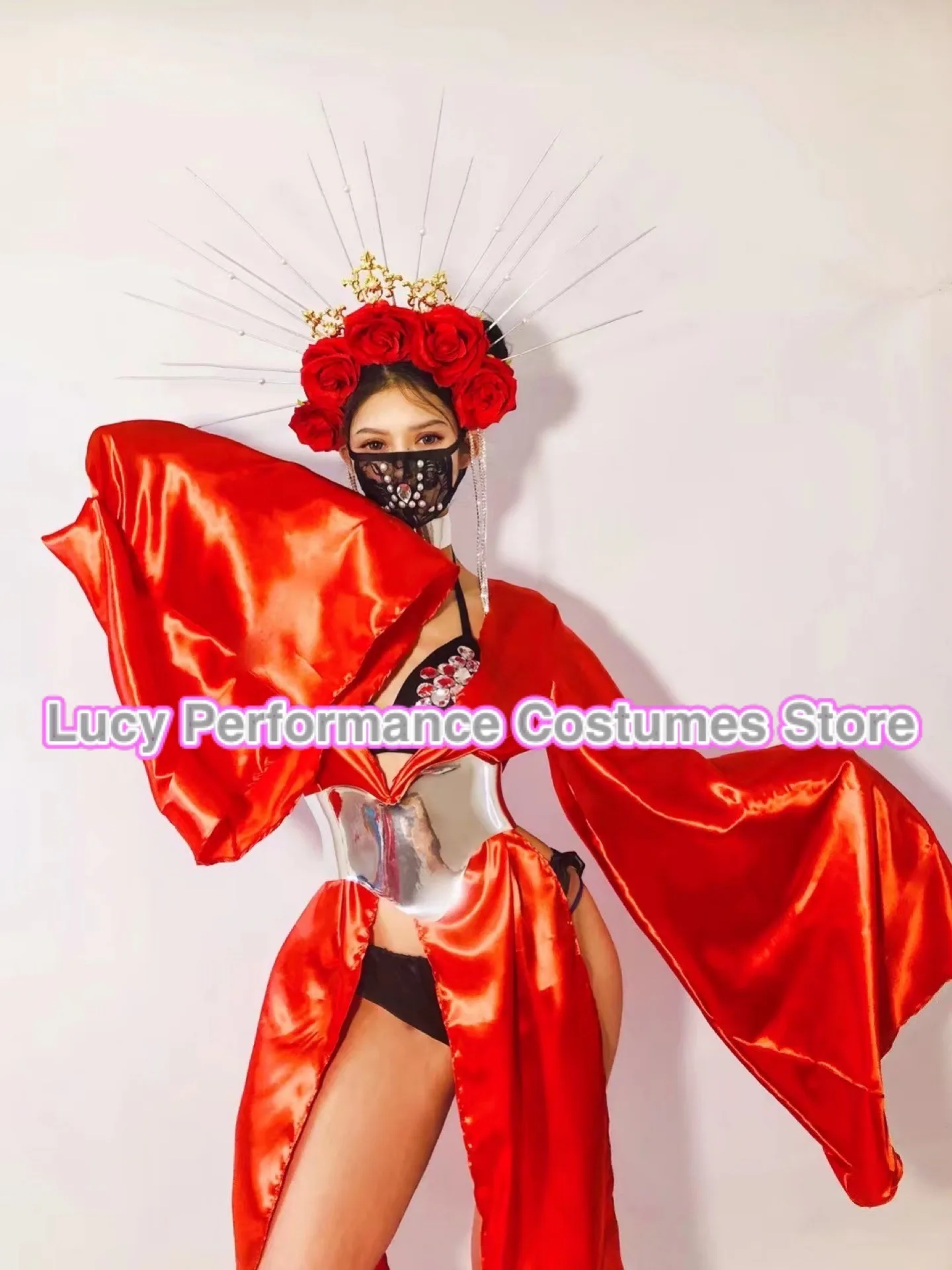 Nightclub bar red high-end sexy long poncho bikini suit gogo performance clothes female DJ nightclub partygirl performance cloth
Nightclub bar red high-end sexy long poncho bikini suit gogo performance clothes female DJ nightclub partygirl performance cloth