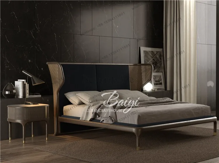 X4 French vintage solid wood double 1.8m wedding bed Italian light luxury rattan art American modern simple master
X4 French vintage solid wood double 1.8m wedding bed Italian light luxury rattan art American modern simple master