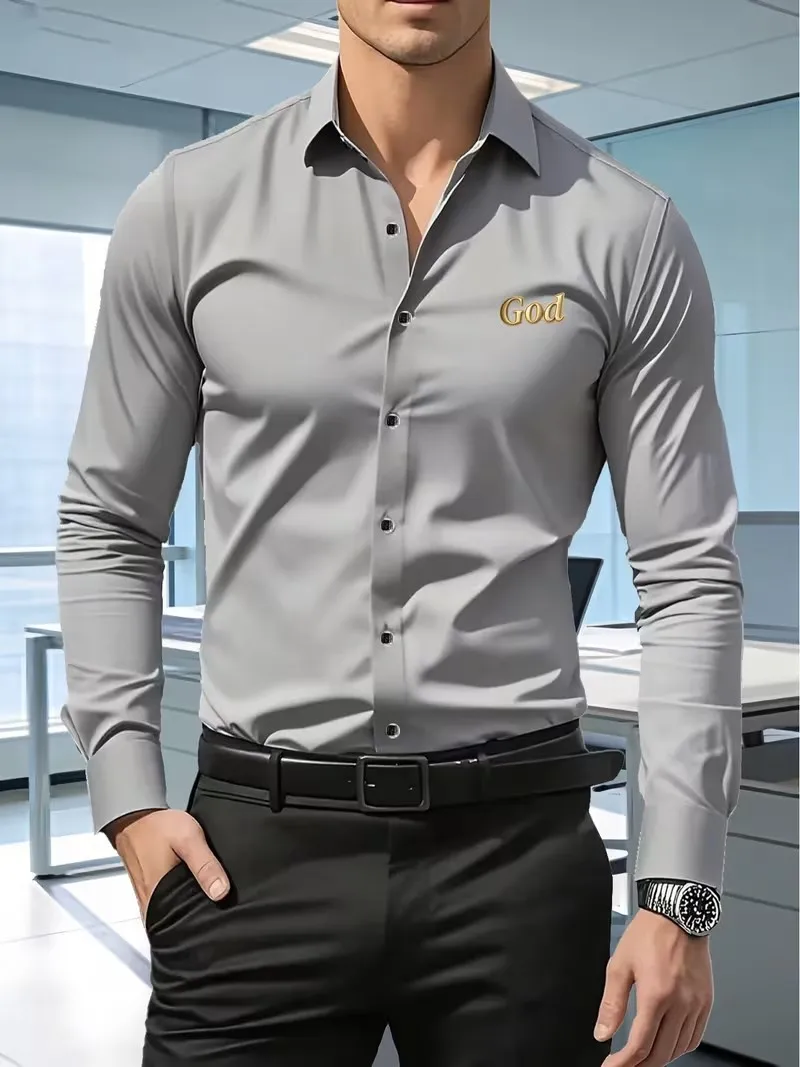 Men's Premium Business Casual Shirt Word Logo Print Slim Fit Long Sleeve Wrinkle Resistant Dress Shirt Multi Styles Available
Men's Premium Business Casual Shirt Word Logo Print Slim Fit Long Sleeve Wrinkle Resistant Dress Shirt Multi Styles Available