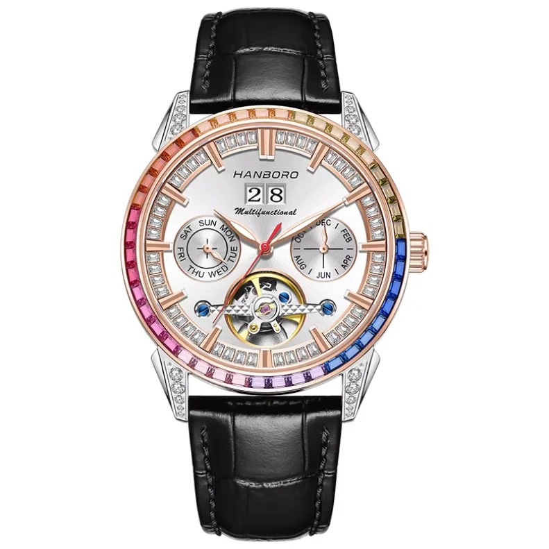 HANBORO Men Automatic Watch 41.5mm Mechanical Wristwatch 50M Waterproof Sapphire Multi-Dial Week Month Date Crystal Bezel
HANBORO Men Automatic Watch 41.5mm Mechanical Wristwatch 50M Waterproof Sapphire Multi-Dial Week Month Date Crystal Bezel