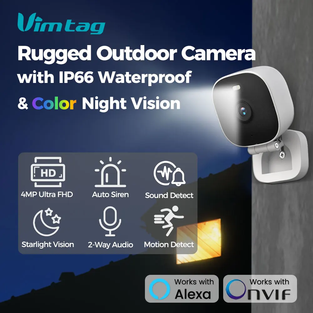 VIMTAG 2.5K Mini CCTV Camera WIFI Outdoor Security Camera HD Color Night Vision Human Detect 2-Way Audio IP Surveillance Camera
VIMTAG 2.5K Mini CCTV Camera WIFI Outdoor Security Camera HD Color Night Vision Human Detect 2-Way Audio IP Surveillance Camera
