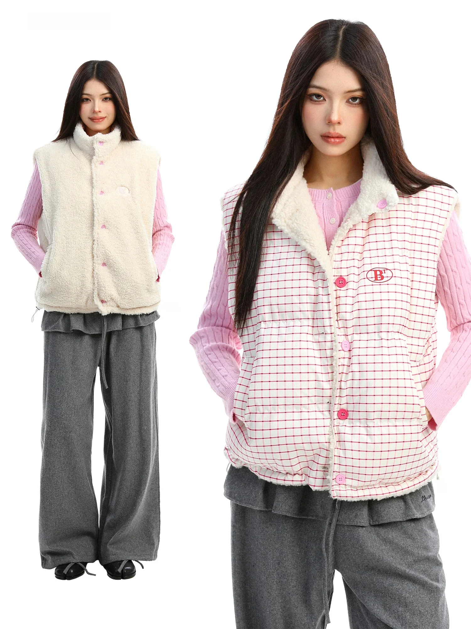 Двусторонний жилет BGOLD из овечьего вельвета в розовую клетку, утепленный, теплый, женский, зимний, повседневный, на пуговицах, милый, уютный, верхняя одежда
Двусторонний жилет BGOLD из овечьего вельвета в розовую клетку, утепленный, теплый, женский, зимний, повседневный, на пуговицах, милый, уютный, верхняя одежда