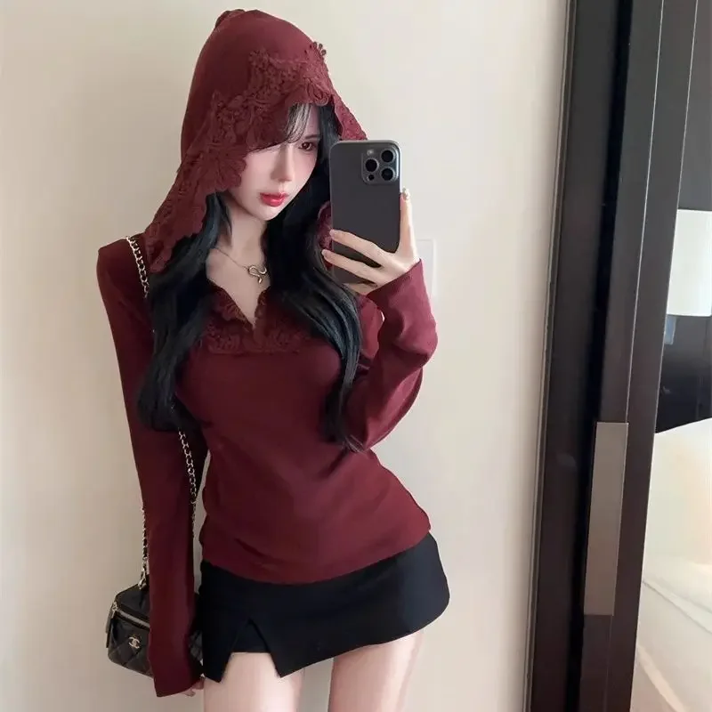 Sexy Hook Flower French Hooded Lace Lace Top for Women Simple and Versatile Slim Fit Spicy Girl T-shirt E7555
Sexy Hook Flower French Hooded Lace Lace Top for Women Simple and Versatile Slim Fit Spicy Girl T-shirt E7555