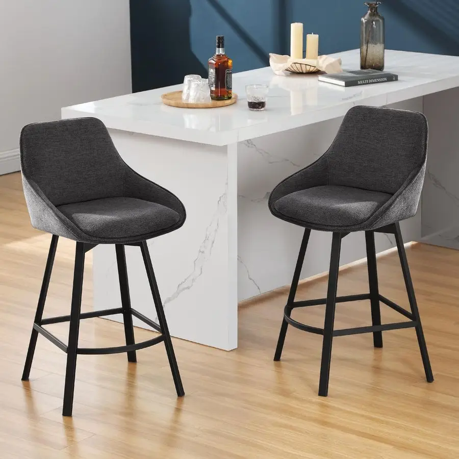 Набор из 2 вращающихся барных стульев, обитые тканевые барные стулья для кухонного острова, современные барные стулья из льняной ткани, металлические.
Набор из 2 вращающихся барных стульев, обитые тканевые барные стулья для кухонного острова, современные барные стулья из льняной ткани, металлические.