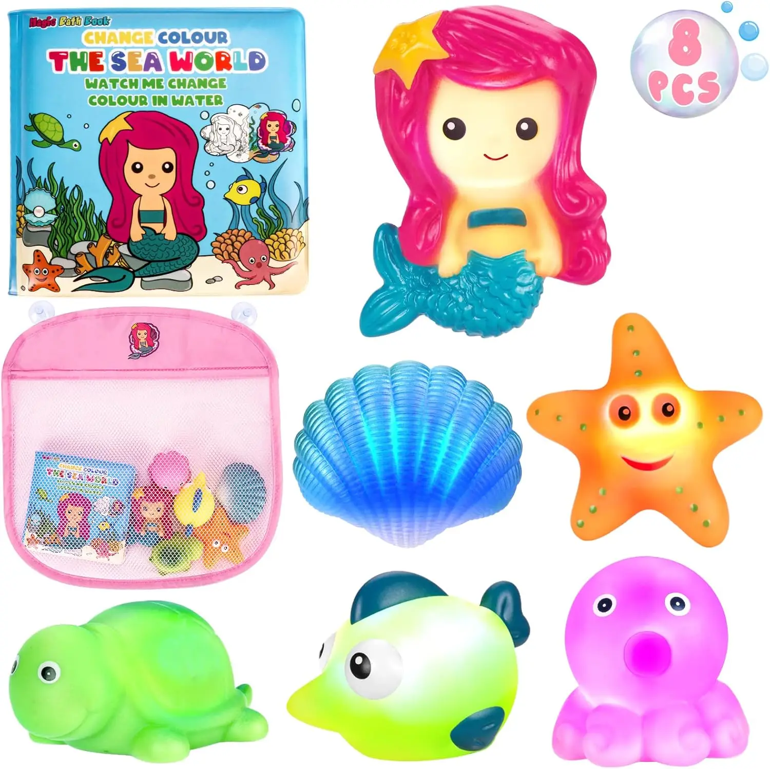 Glow Bath Toys for Toddlers, No Hole LED Lights with Bath Book & Mesh Bag, Floating Water Toys for Kids Girls Baby, Gift for 3-7 Years
Glow Bath Toys for Toddlers, No Hole LED Lights with Bath Book & Mesh Bag, Floating Water Toys for Kids Girls Baby, Gift for 3-7 Years