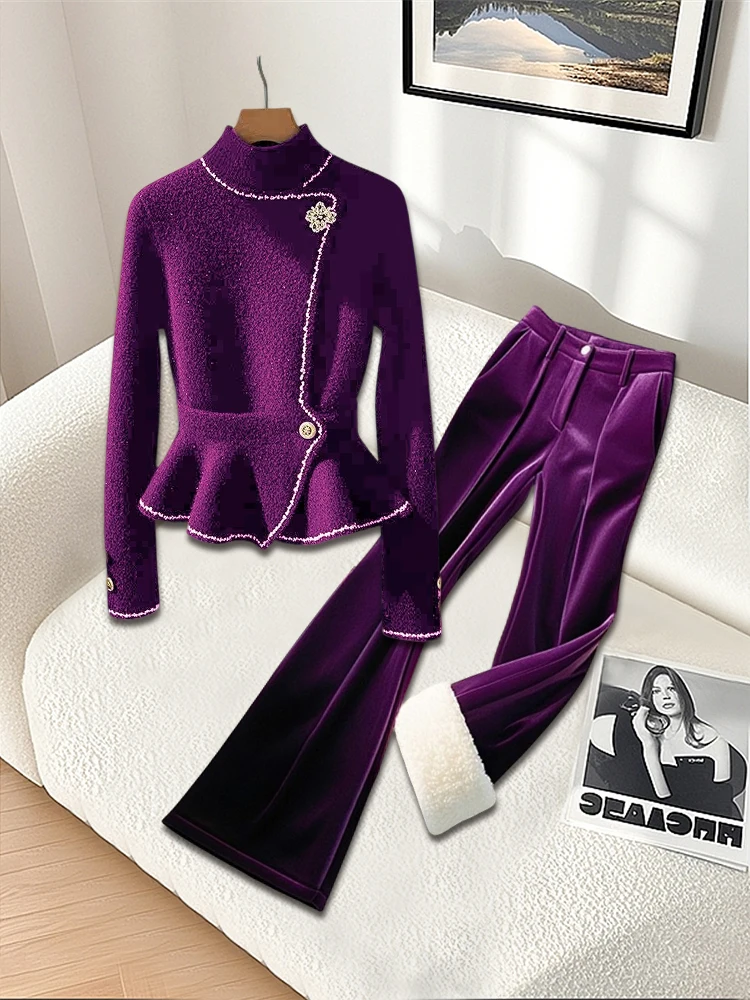 2024 Winter Fashionable Versatile Sweater Set Purple Elegance Top Long Pants Two-Piece Ensemble Women's Premium Outfit
2024 Winter Fashionable Versatile Sweater Set Purple Elegance Top Long Pants Two-Piece Ensemble Women's Premium Outfit