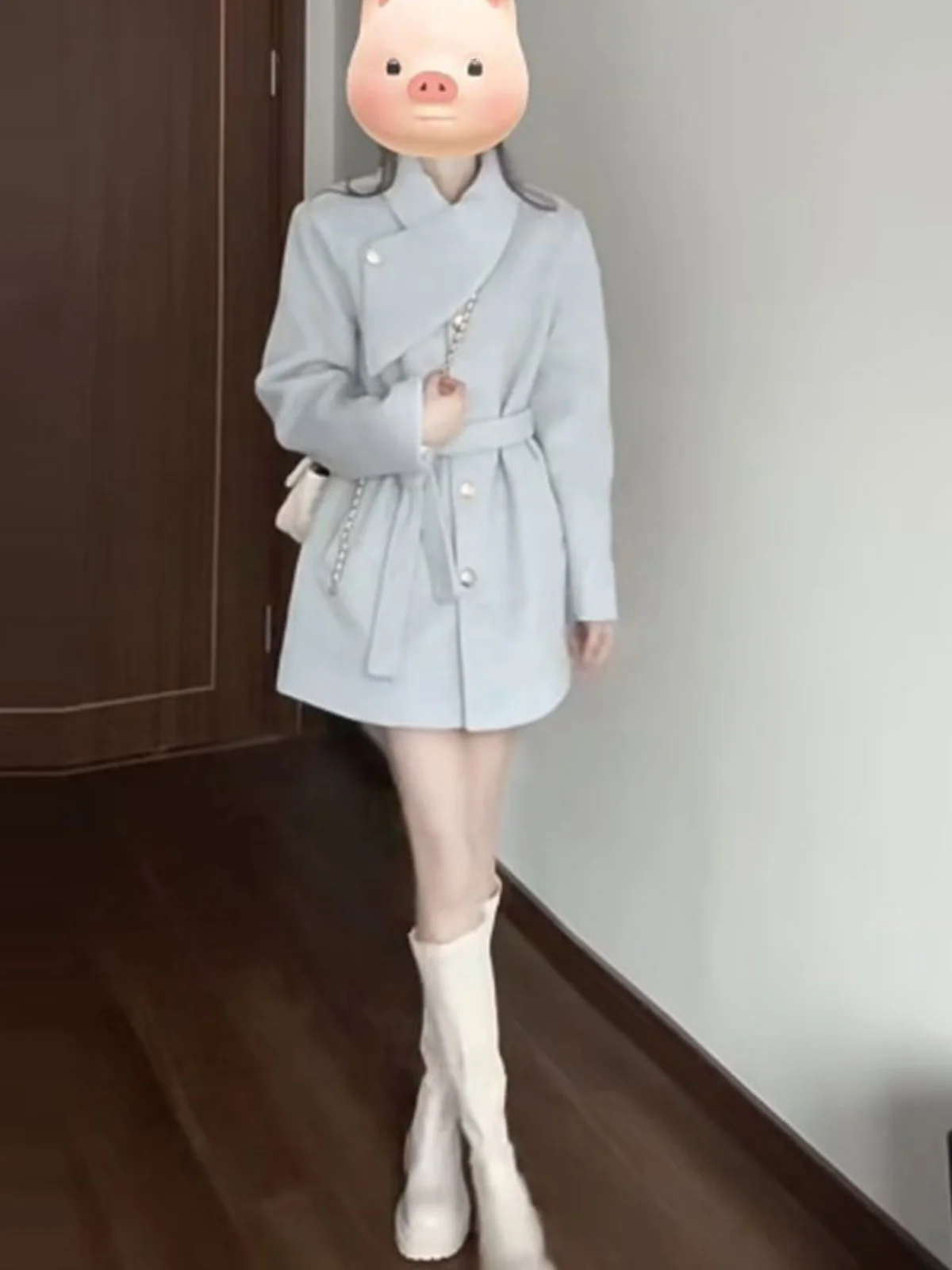 Korean Style Thickened Waist-Cinching Woolen Coat Medium-Length Small Size Spring New Clothes Popular Outerwear
Korean Style Thickened Waist-Cinching Woolen Coat Medium-Length Small Size Spring New Clothes Popular Outerwear