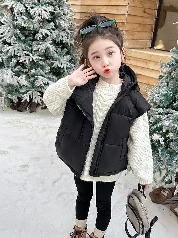 Thiened Winter Vest for Girls with Hat Zipper Design Warm And Sli Children's Clothing Casual Winter Outfit Trendy
Thiened Winter Vest for Girls with Hat Zipper Design Warm And Sli Children's Clothing Casual Winter Outfit Trendy