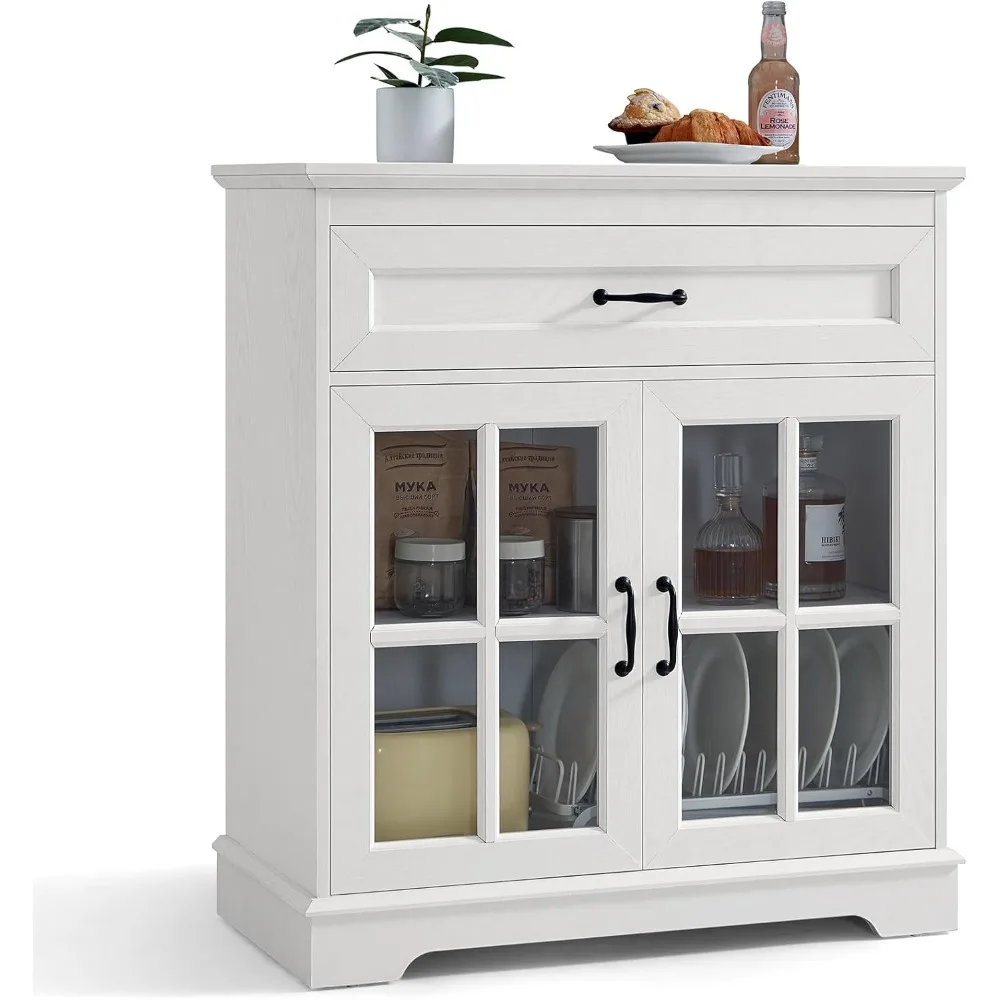 Coffee Bar Cabinet, Kitchen Storage Cabinet, Buffet Sideboard with Glass Doors, Modern Bathroom Cabinet with Drawer & Shelves,
Coffee Bar Cabinet, Kitchen Storage Cabinet, Buffet Sideboard with Glass Doors, Modern Bathroom Cabinet with Drawer & Shelves,