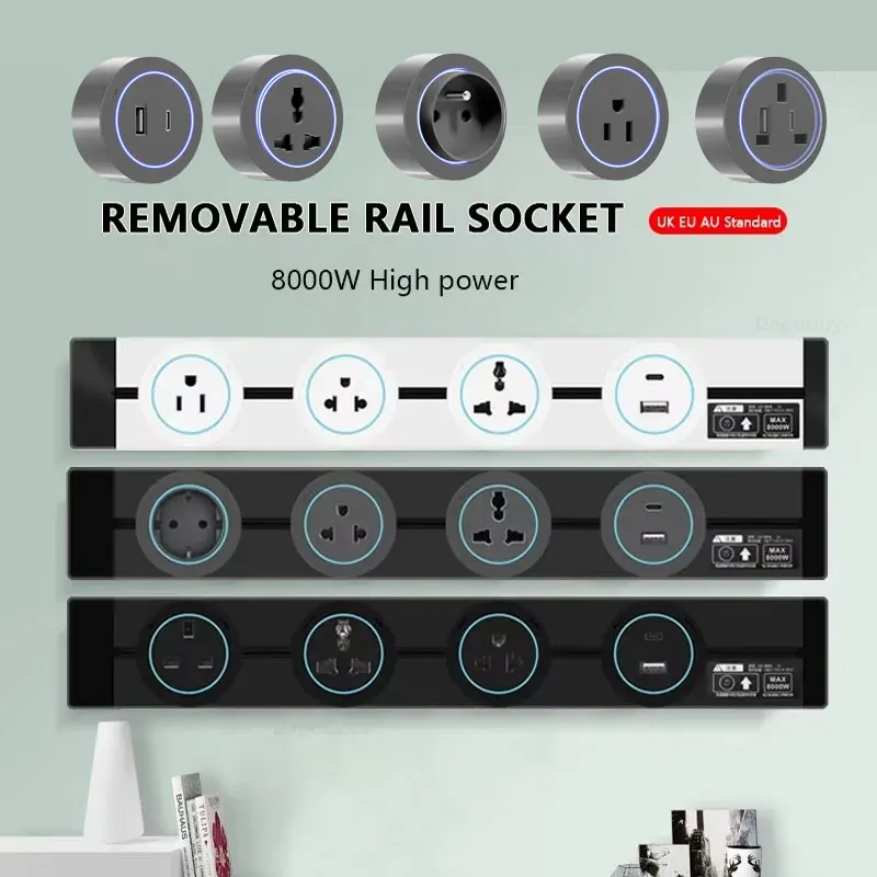 Wall Power Track socket US EU UK fr Korea standard office Wall electric sockets plugs adapters White Black USB Type c Ports
Wall Power Track socket US EU UK fr Korea standard office Wall electric sockets plugs adapters White Black USB Type c Ports