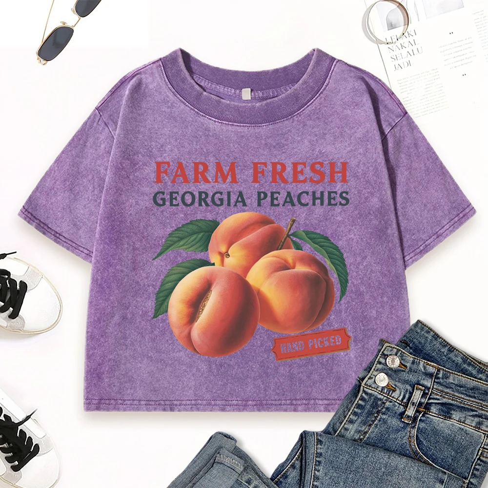 Farm Fresh Georgia Peaches Hand Picked Print Washed Tee Shirt Women Crop Cotton T-Shirts Soft Crewneck Clothes Fashion Y2K Tops
Farm Fresh Georgia Peaches Hand Picked Print Washed Tee Shirt Women Crop Cotton T-Shirts Soft Crewneck Clothes Fashion Y2K Tops