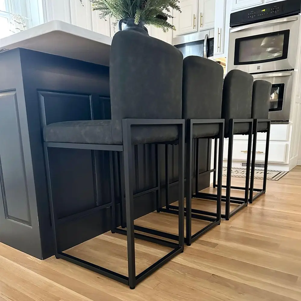 Black Bar Stools Set of 4, Counter Height 24 Barstool Pu Leather Bar Stools with Back, Kitchen Bar Chairs
Black Bar Stools Set of 4, Counter Height 24 Barstool Pu Leather Bar Stools with Back, Kitchen Bar Chairs