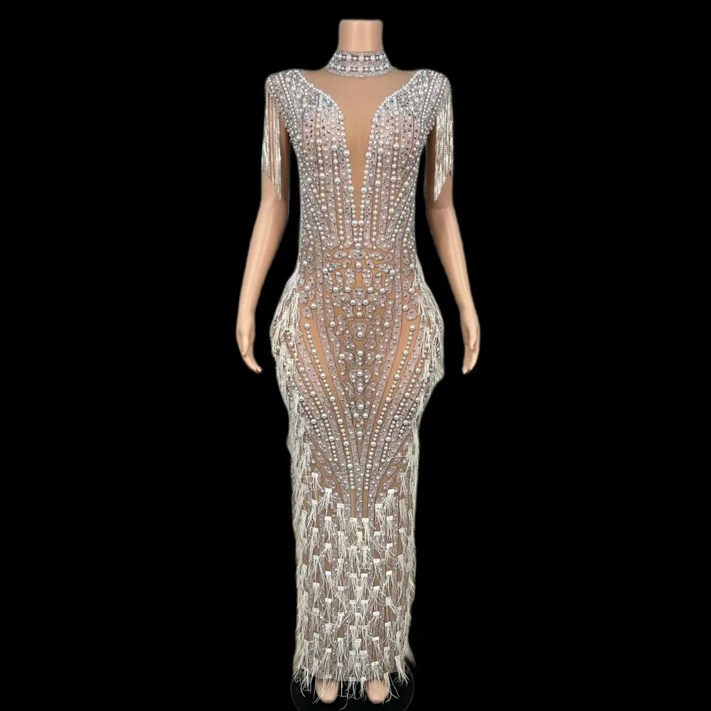 Sexy Sleeveless Pearls Feather Formal Evening Prom Long Dress Plus Size Women Dinner Gown Party Banquet Rhinestone Maxi Dress
Sexy Sleeveless Pearls Feather Formal Evening Prom Long Dress Plus Size Women Dinner Gown Party Banquet Rhinestone Maxi Dress