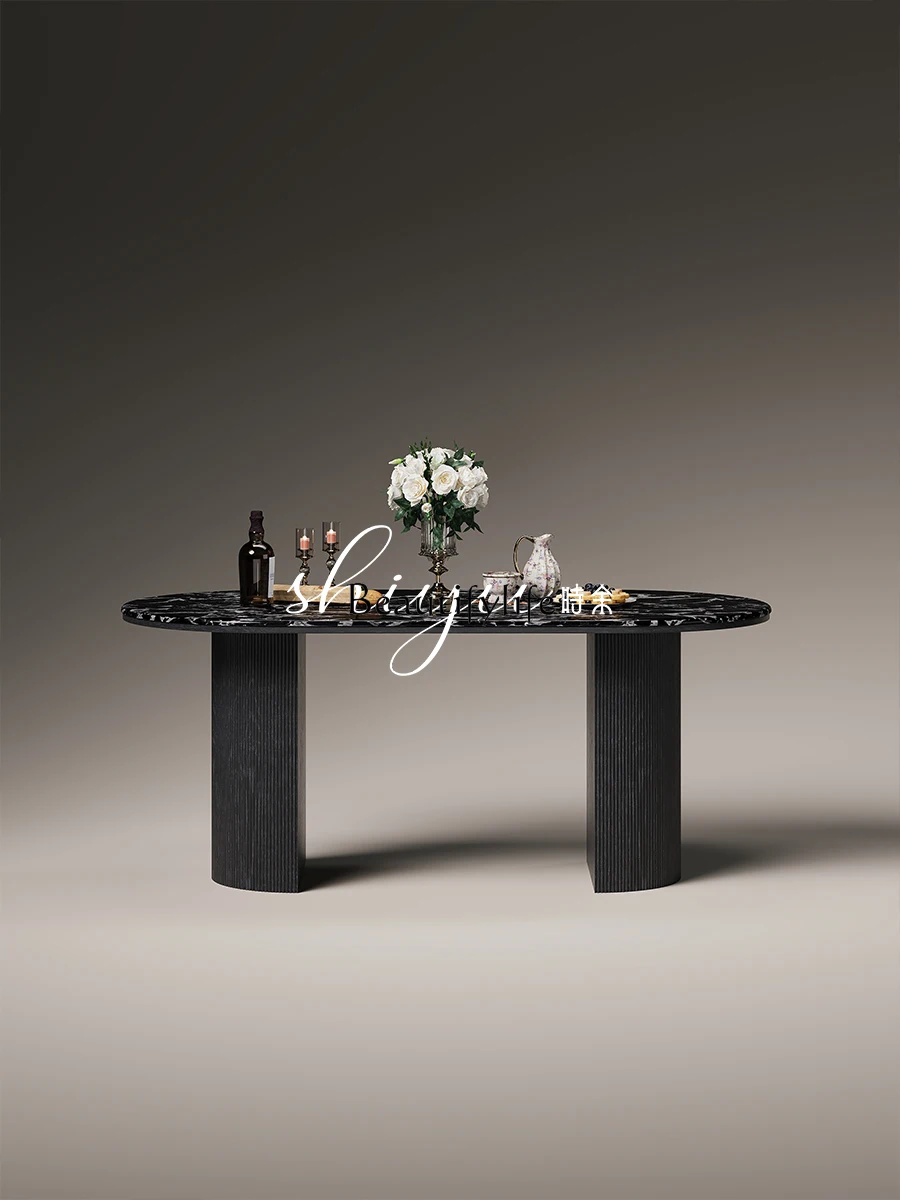Dining table American retro natural luxury stone medium and ancient high-end long dining table
Dining table American retro natural luxury stone medium and ancient high-end long dining table