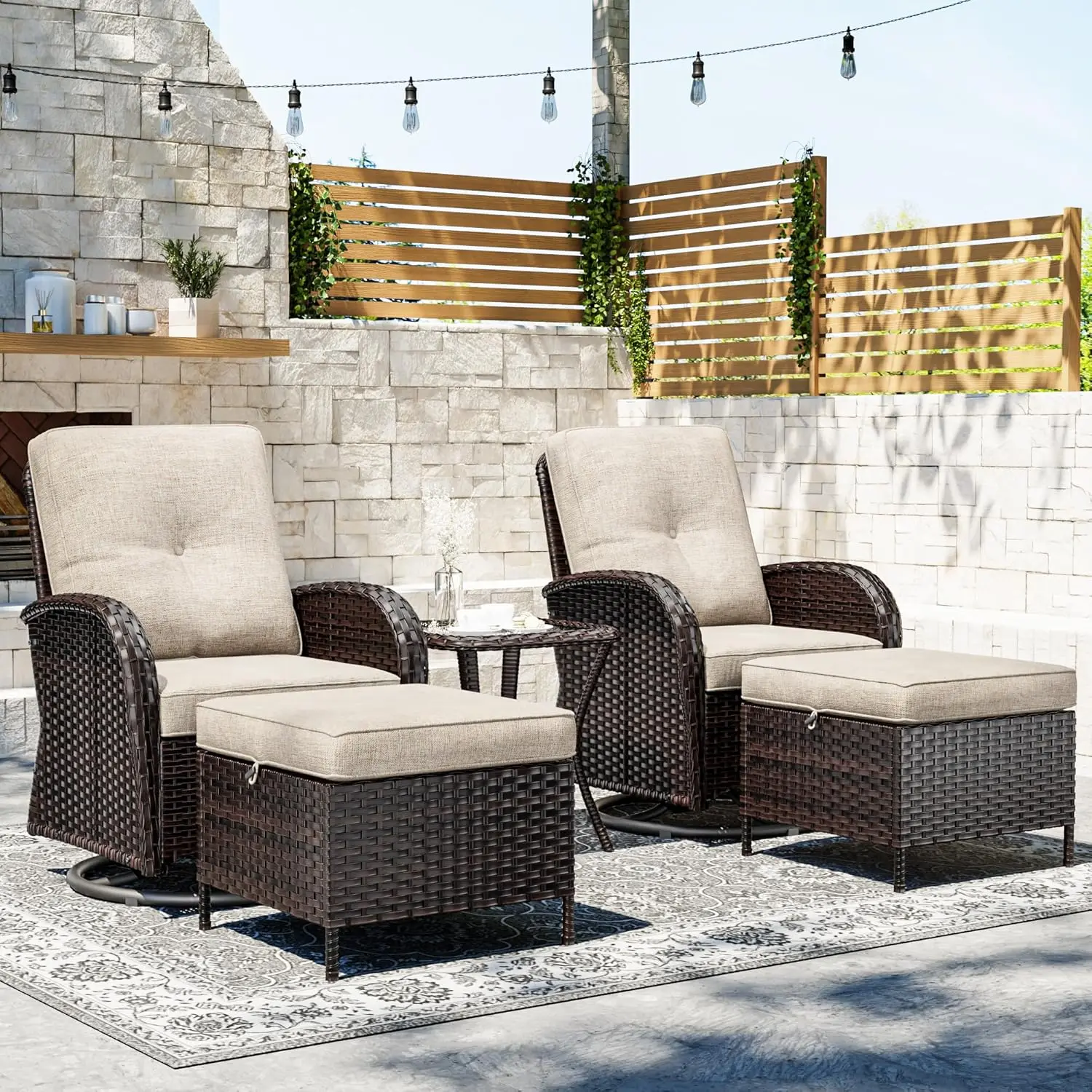 Wicker Patio Furniture Set, 5 Piece Outdoor Furniture Set With Thickened Cushions, High Back, Deep Seating, Wide, Customized
Wicker Patio Furniture Set, 5 Piece Outdoor Furniture Set With Thickened Cushions, High Back, Deep Seating, Wide, Customized