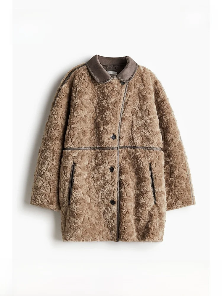 H&M женское шерстяное пальто, зимнее свободное меховое пальто с воротником-стойкой и боковыми губами, повседневное пальто из полиэфирного волокна
H&M женское шерстяное пальто, зимнее свободное меховое пальто с воротником-стойкой и боковыми губами, повседневное пальто из полиэфирного волокна