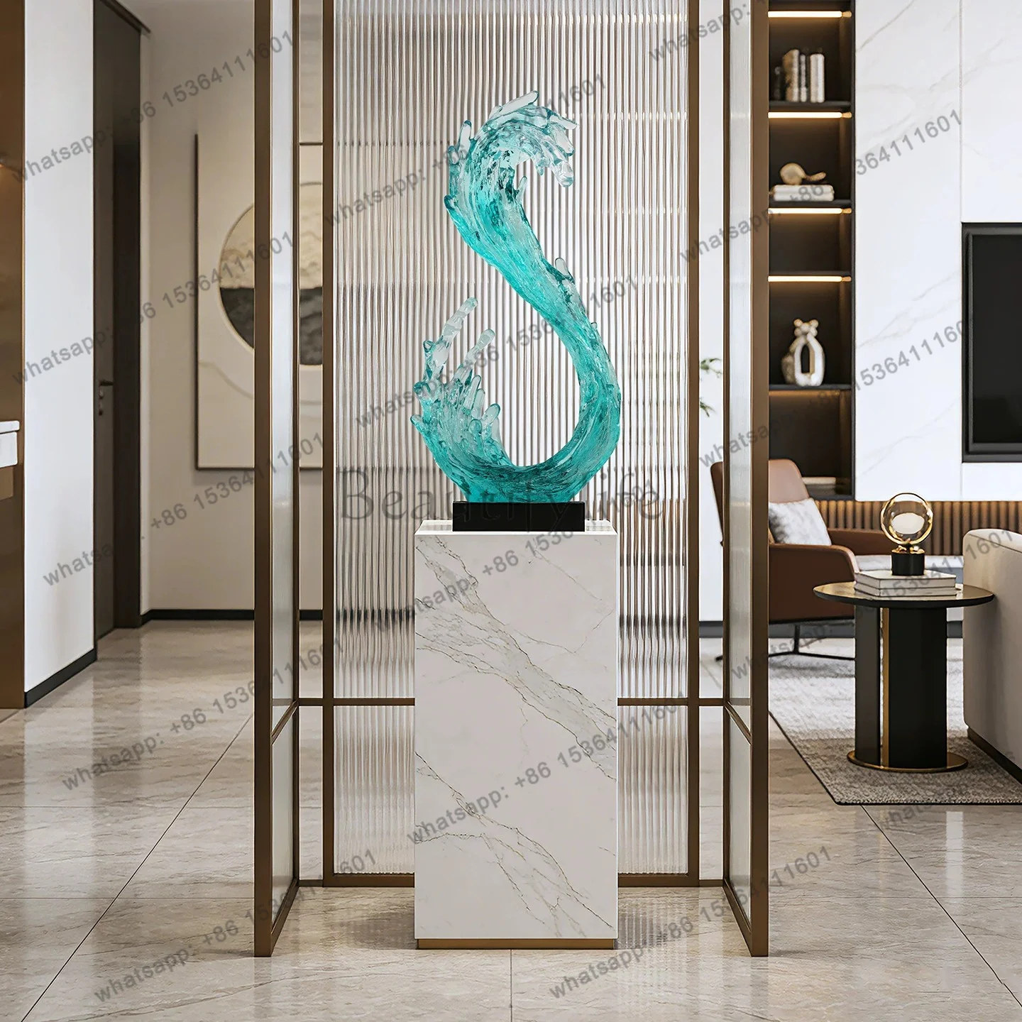 Living room entrance Splash sculpture Floor art ornament High-end light luxury hotel transparent resin decoration
Living room entrance Splash sculpture Floor art ornament High-end light luxury hotel transparent resin decoration