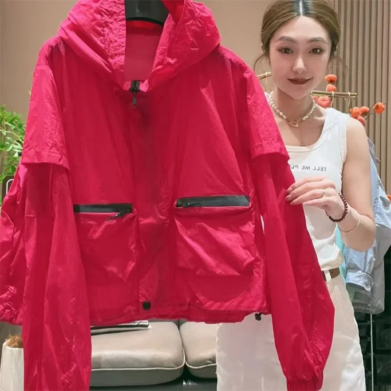 Spring and Autumn Lightweight Sunscreen Clothes for Women's Outdoor Wear 2025 White Hooded Loose Casual Summer Jacket Pink Orang
Spring and Autumn Lightweight Sunscreen Clothes for Women's Outdoor Wear 2025 White Hooded Loose Casual Summer Jacket Pink Orang