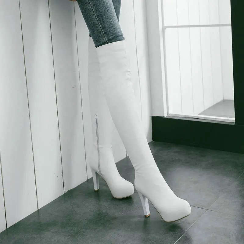 Round Toe Thick High Heels Overknees Pumps Hidden Platform Over-the-knee Stretch Boots Sexy Slim Women's Shoes White Black
Round Toe Thick High Heels Overknees Pumps Hidden Platform Over-the-knee Stretch Boots Sexy Slim Women's Shoes White Black