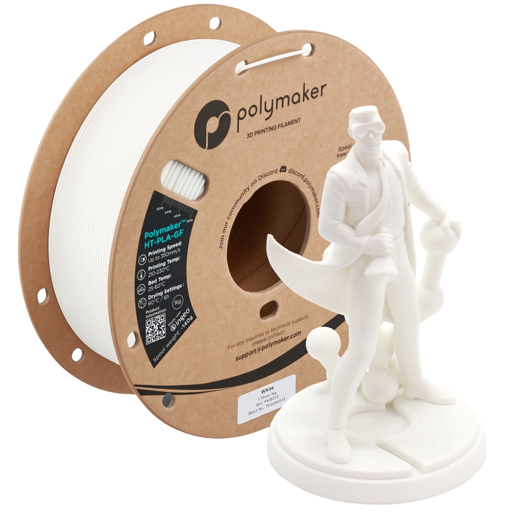 Polymaker HT-PLA-GF 3D Filament 1.75mm 1kg/spool High Temp Fiberglass PLA Heat Stable up to 150°C FDM 3D Printer Filament 
Polymaker HT-PLA-GF 3D Filament 1.75mm 1kg/spool High Temp Fiberglass PLA Heat Stable up to 150°C FDM 3D Printer Filament