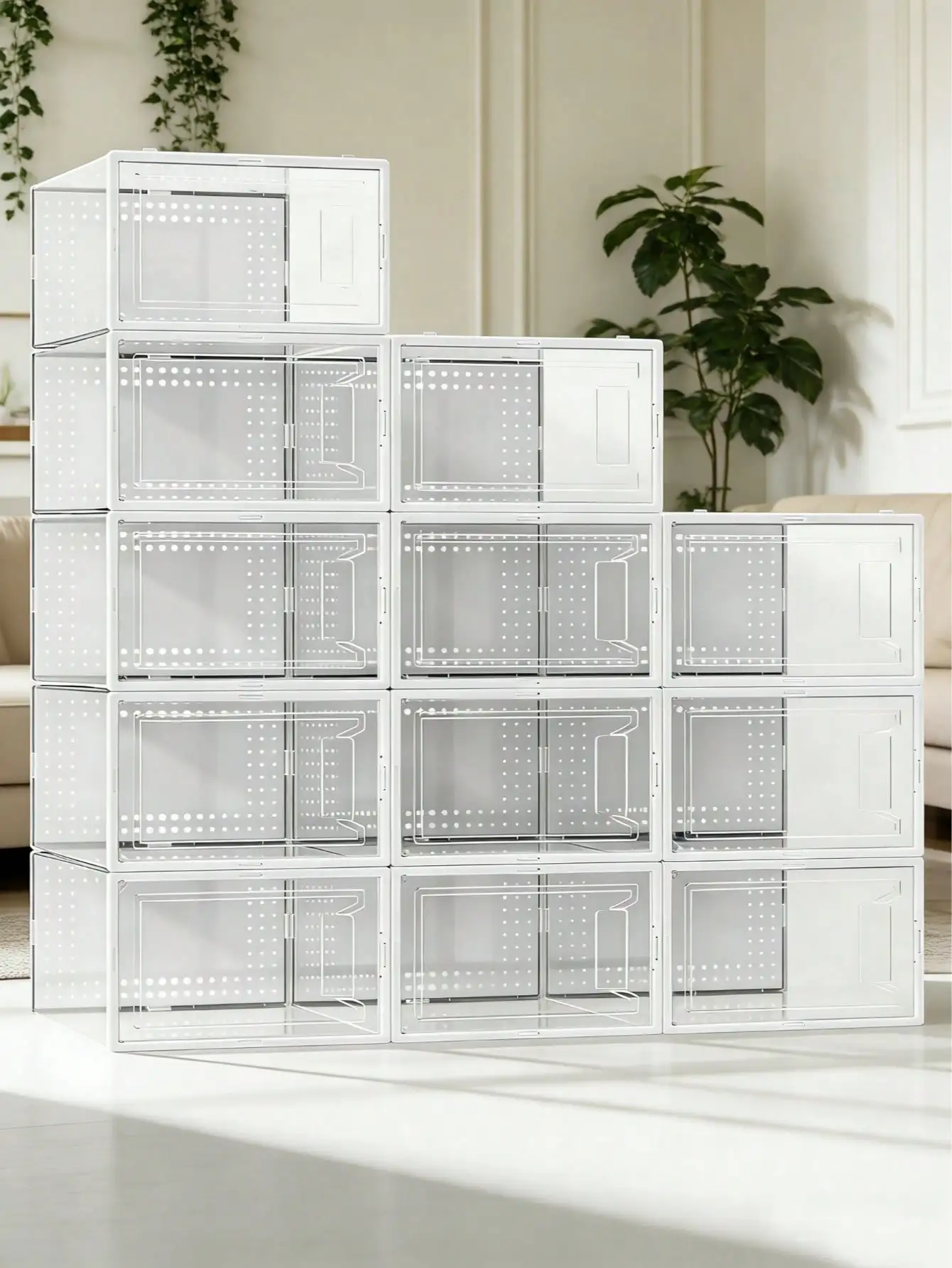 12 Pack Large Shoe Storage Organizer For Closet, Modular Space Saving Shoe Boxes Clear Plastic Stackable Containers Display Case Bins With Lids, Shoe Rack For Sneaker Storage
12 Pack Large Shoe Storage Organizer For Closet, Modular Space Saving Shoe Boxes Clear Plastic Stackable Containers Display Case Bins With Lids, Shoe Rack For Sneaker Storage