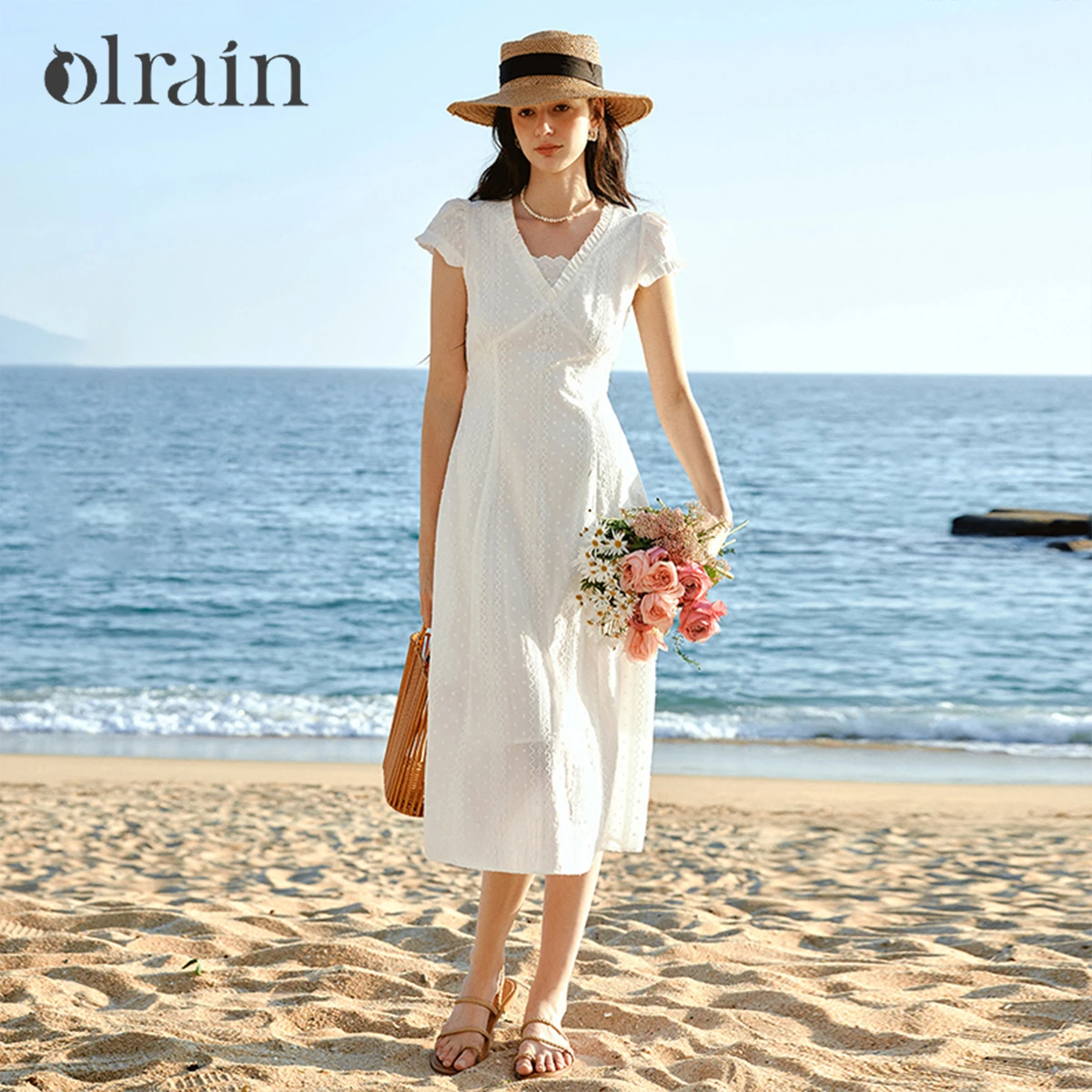 OLrain Women's White Short Sleeve Dress 2026 Summer New French Fashion Ruffle Trim V-Neck Jacquard Slim Midi Dress O58XL005060
OLrain Women's White Short Sleeve Dress 2026 Summer New French Fashion Ruffle Trim V-Neck Jacquard Slim Midi Dress O58XL005060