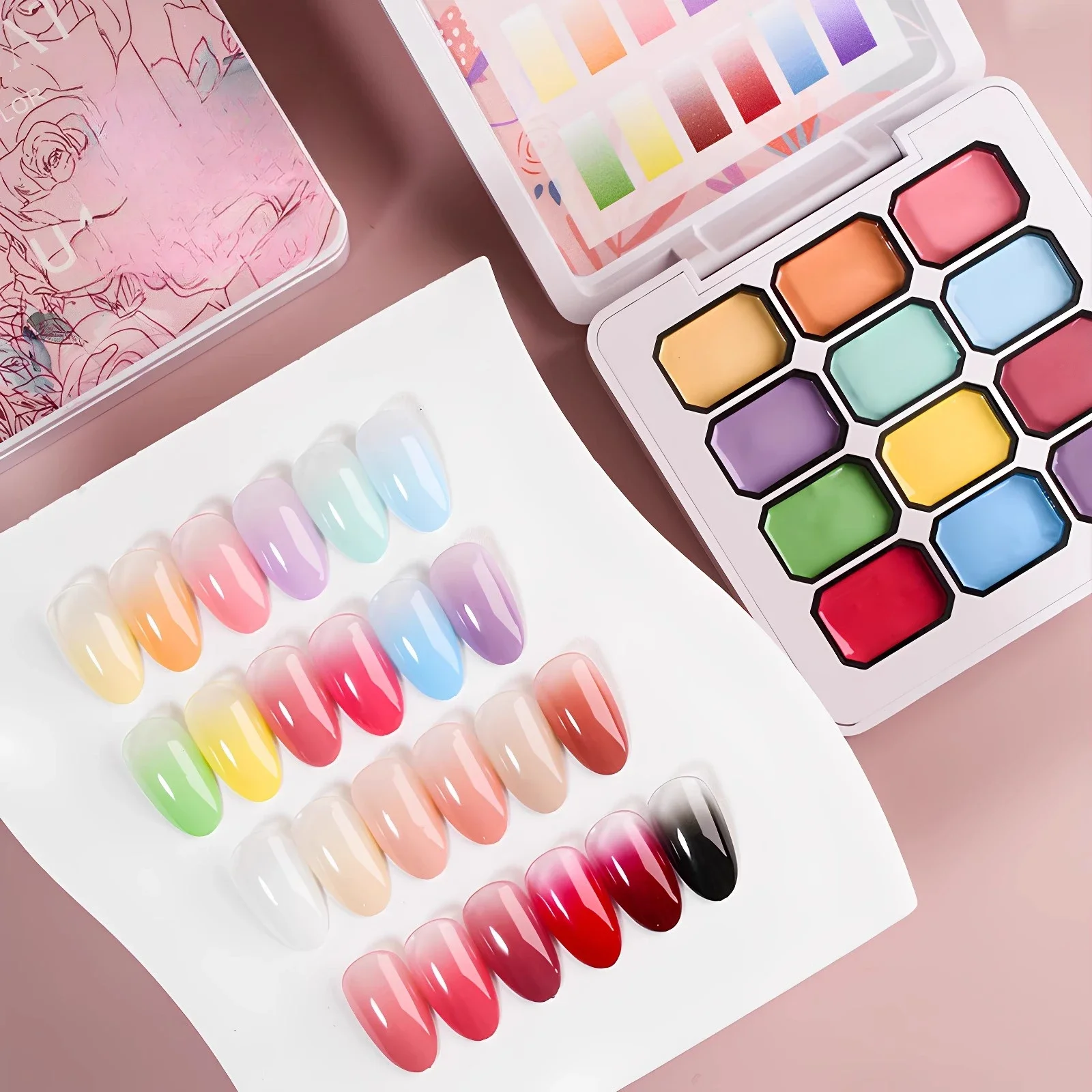 12Colors Gradient Painting Gel Nail Art Design DIY Solid Gel Nail Polish Quickly Carved Petal Nail Painting UV/LED Gel Varnishes
12Colors Gradient Painting Gel Nail Art Design DIY Solid Gel Nail Polish Quickly Carved Petal Nail Painting UV/LED Gel Varnishes