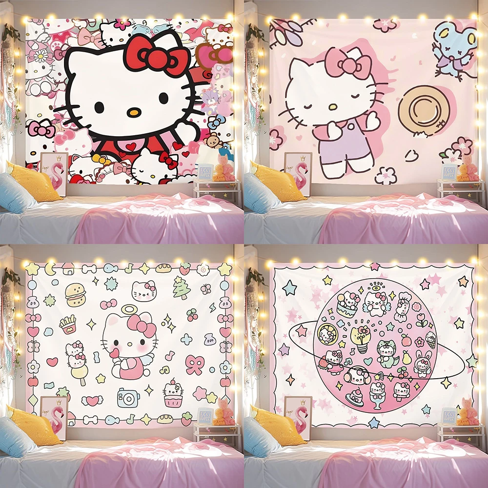 Adorable Hello Kitty Tapestry, a choice for bedroom decoration.,Living room and bedroom background cloth, no lights
Adorable Hello Kitty Tapestry, a choice for bedroom decoration.,Living room and bedroom background cloth, no lights
