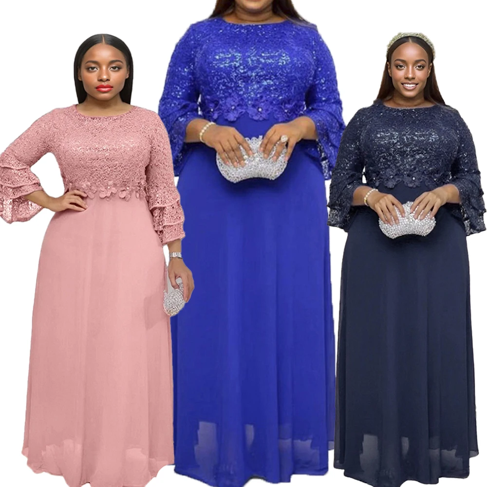 Muslim African Clothes Dresses Elegant Fashion Sequins Lace Ruffle Sleeve Clothing Evening Party Gown Women Plus Size Dresses
Muslim African Clothes Dresses Elegant Fashion Sequins Lace Ruffle Sleeve Clothing Evening Party Gown Women Plus Size Dresses