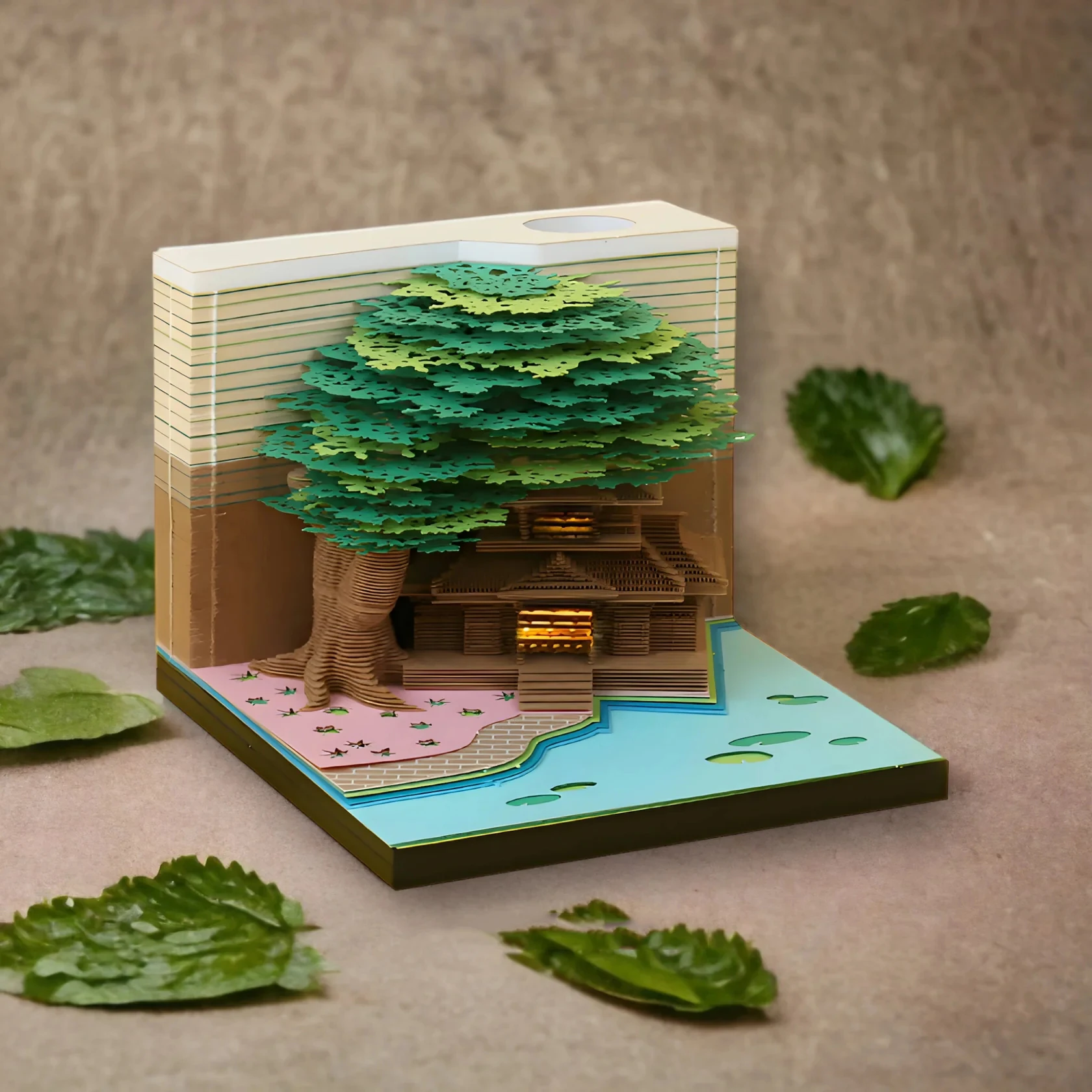 3D note book with colorful flower clusters, marriage trees, paper sculptures, scenic tree house decorat
3D note book with colorful flower clusters, marriage trees, paper sculptures, scenic tree house decorat