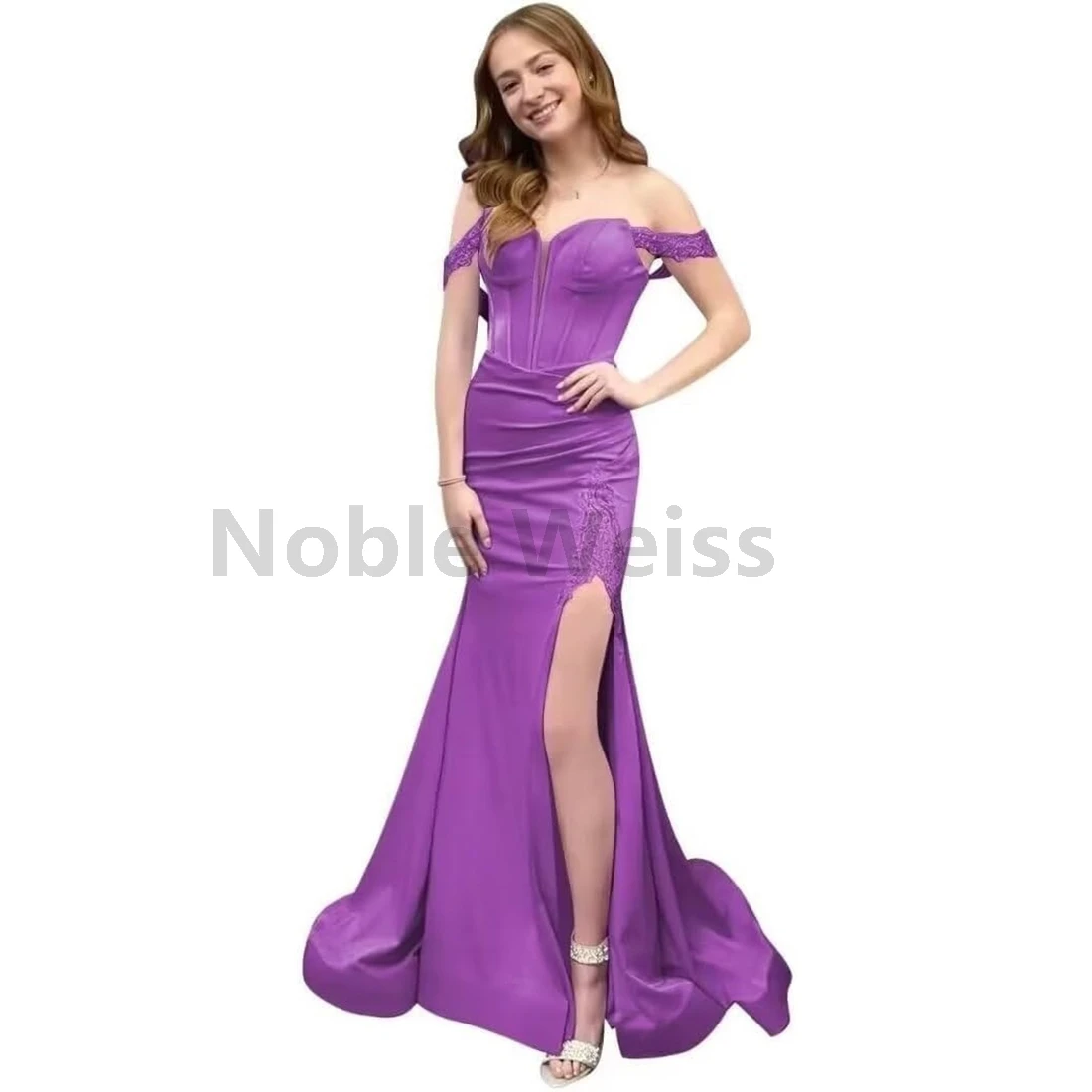 Glamorous Off Shoulder Lace Mermaid Evening Dress with Slit and Satin Perfect for Wedding Party Customize
Glamorous Off Shoulder Lace Mermaid Evening Dress with Slit and Satin Perfect for Wedding Party Customize