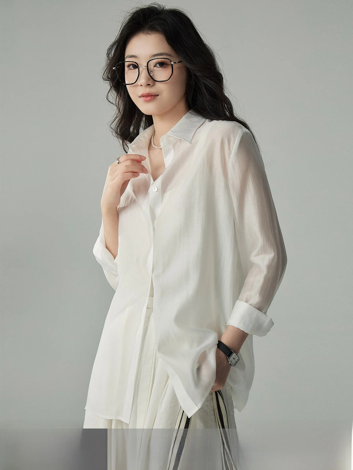 Yake Home Women's Summer Lyrical Shirt White Transparent Thin Sun Protection Outerwear Long Sleeve Collar Breathable Com...
Yake Home Women's Summer Lyrical Shirt White Transparent Thin Sun Protection Outerwear Long Sleeve Collar Breathable Com...