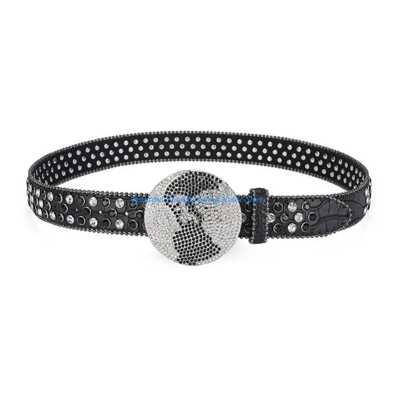 E56A Round Buckle Belt Women Fashion Glitter Crystal Studded Belt Adult Casual Belt
E56A Round Buckle Belt Women Fashion Glitter Crystal Studded Belt Adult Casual Belt