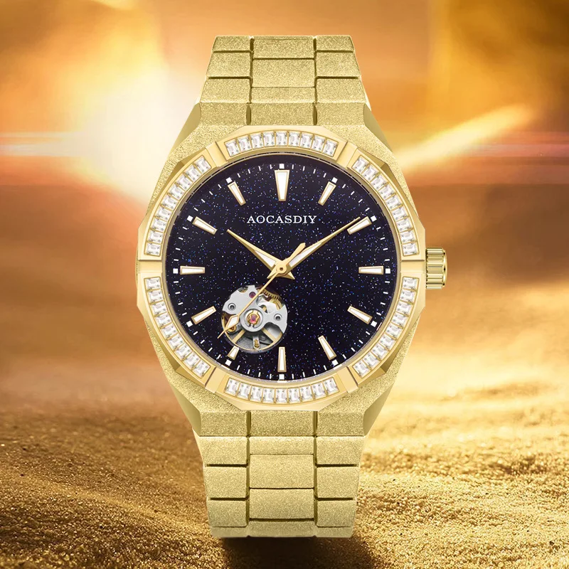 New Men's Watch with Hollowed Out Automatic Mechanical Watch Starry Night Glow Dial Waterproof Luxury Rhinestone Business Watch
New Men's Watch with Hollowed Out Automatic Mechanical Watch Starry Night Glow Dial Waterproof Luxury Rhinestone Business Watch