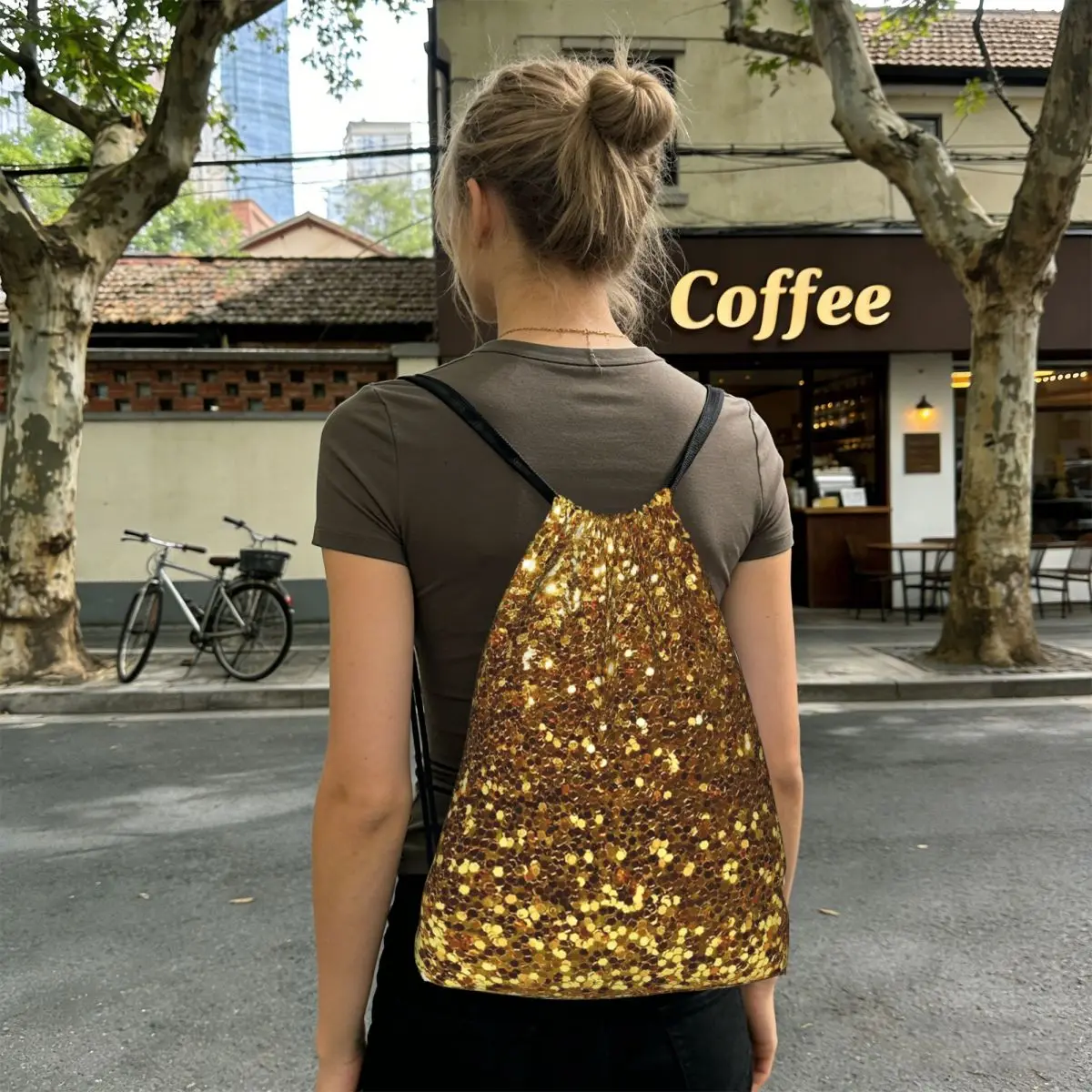 Gold Glitter Backpacks Fashion Drawstring Bundle Pocket Sundries Bag Book Bags for Travel Students
Gold Glitter Backpacks Fashion Drawstring Bundle Pocket Sundries Bag Book Bags for Travel Students